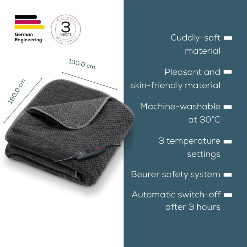 Vyhrievacia deka BEURER HD 65 Dark Grey