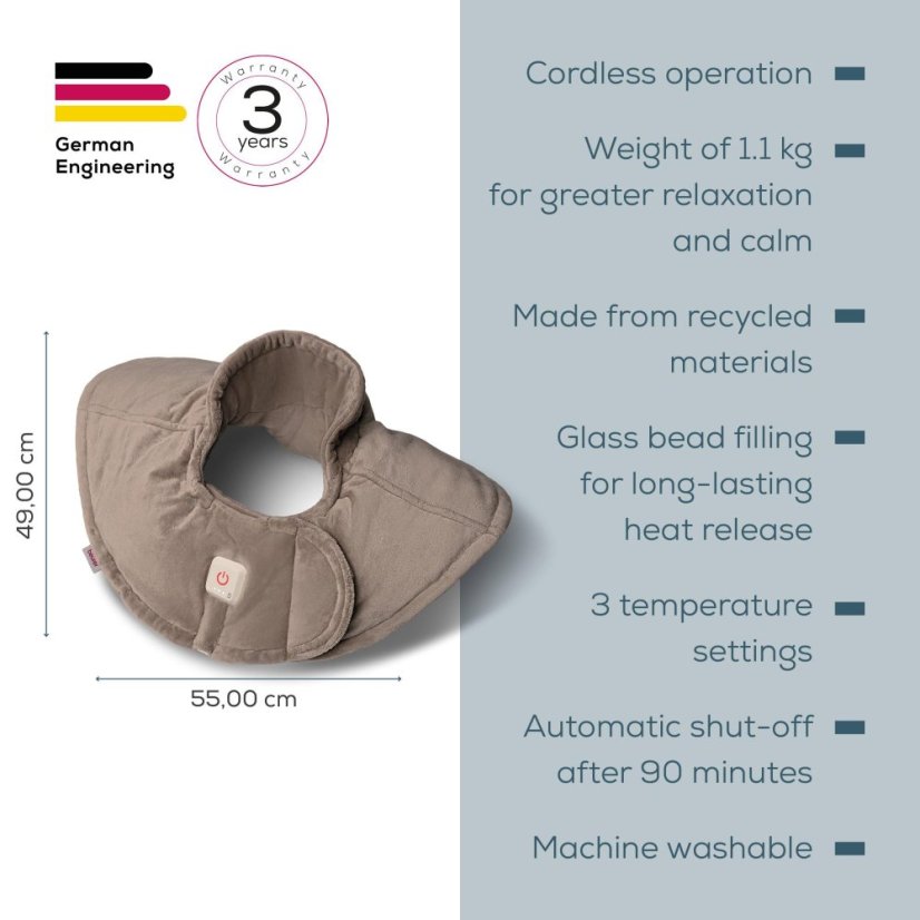 Vyhrievacia podložka na ramená BEURER HK 165 Huggy Smokey taupe