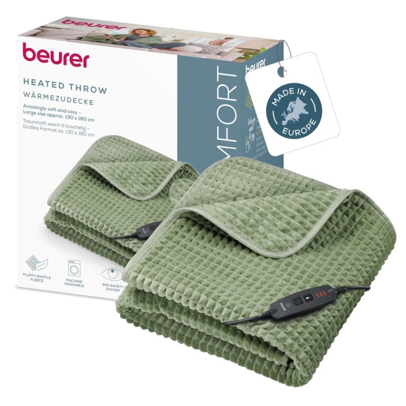 Vyhrievacia deka BEURER HD 72 Waffle Sage Green